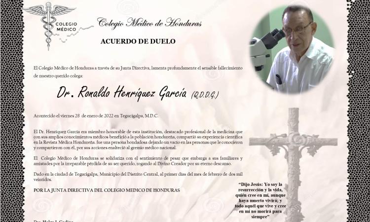 Obituario - Dr. Ronaldo Henríquez García  (Q.D.D.G.)