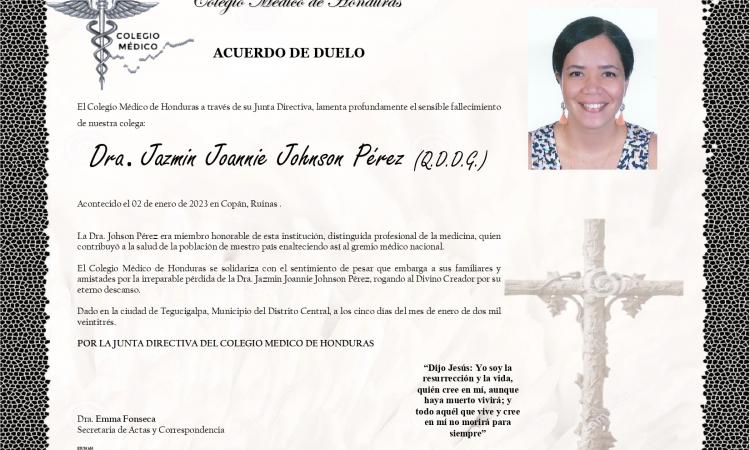 Obituario Dra. Jazmín Joannie Johnson Pérez
