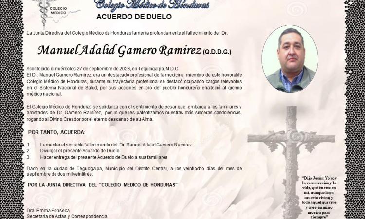 Acuerdo de Duelo Dr. Manuel Adalid Gamero Ramírez