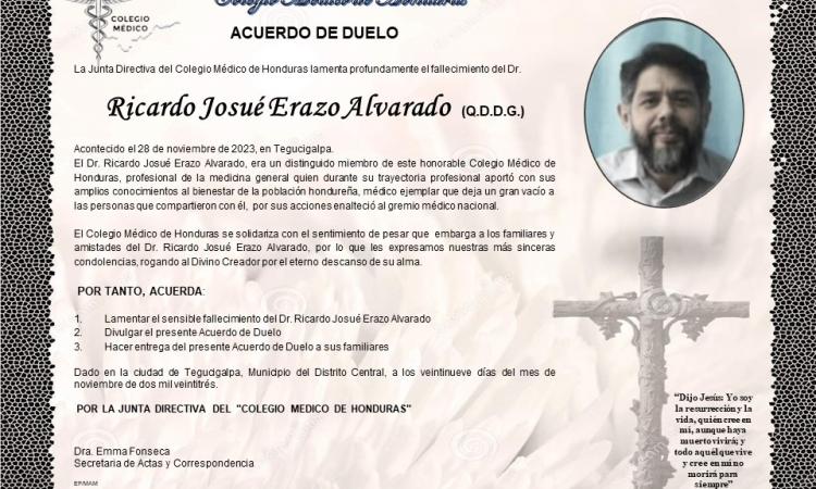 Acuerdo de Duelo Dr. Ricardo Josué Erazo Alvarado