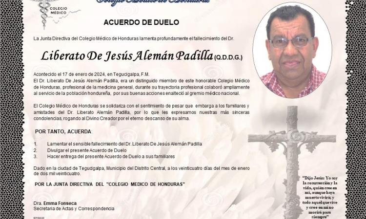 Acuerdo de Duelo Dr. Liberato de Jesús Alemán Padilla