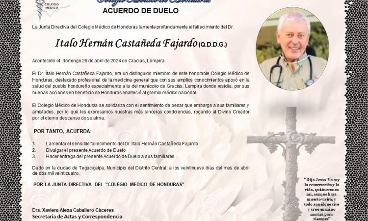 Acuerdo de Duelo Dr. Italo Hernán Castañeda Fajardo (Q.D.D.G.)