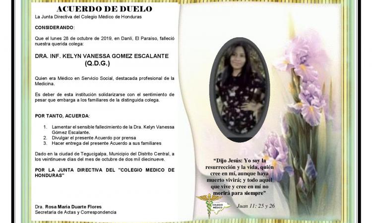 Obituario Dra. Inf. Kelyn Vanessa Gomez Escalante