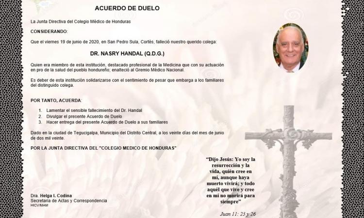 ACUERDO DE DUELO - DR. NASRY HANDAL (Q.D.G.)