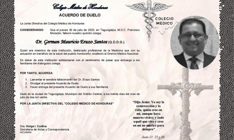 Obituario Dr. German Mauricio Erazo Santos