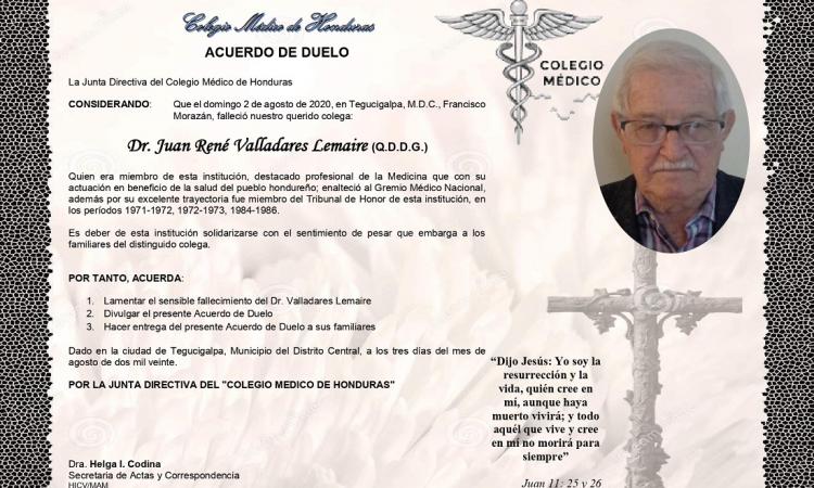 Obituario Dr. Juan René Valladares Lemaire