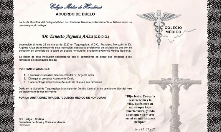 Obituario Dr. Ernesto Argueta Ariza (Q.D.D.G.)