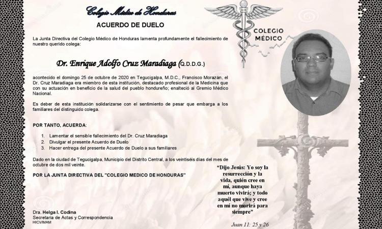 Obituario Dr. Enrique Adolfo Cruz Maradiaga (Q.D.D.G.)