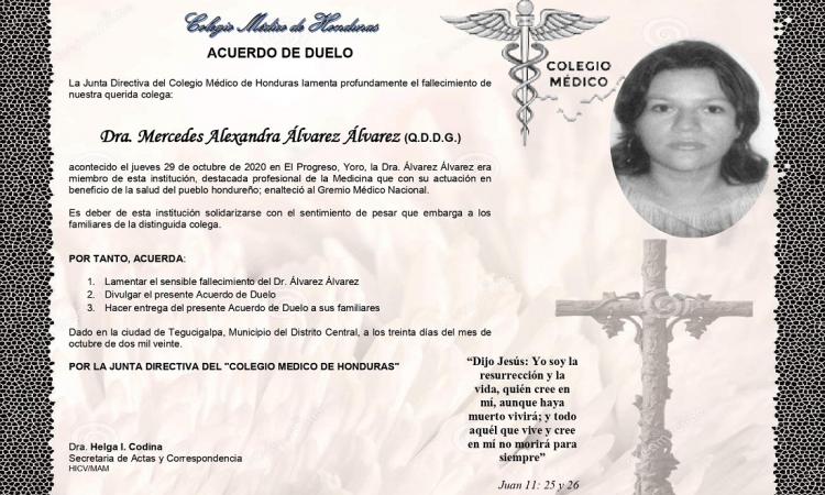 Obituario Dra. Mercedes Alexandra Álvarez Álvarez (Q.D.D.G.)