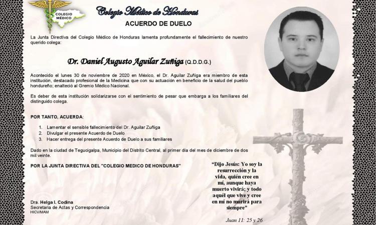 Obituario Dr. Daniel Augusto Aguilar Zuñiga (Q.D.D.G.)