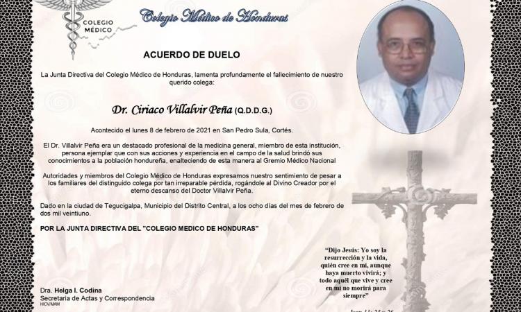 Obituario Dr. Ciriaco Villalvir Peña (Q.D.D.G.)