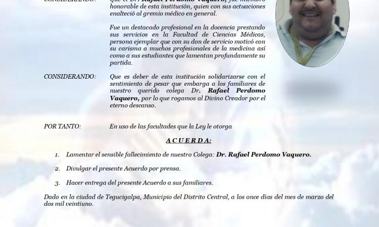 Obituario Dr. Rafael Perdomo Vaquero (Q.D.D.G.)