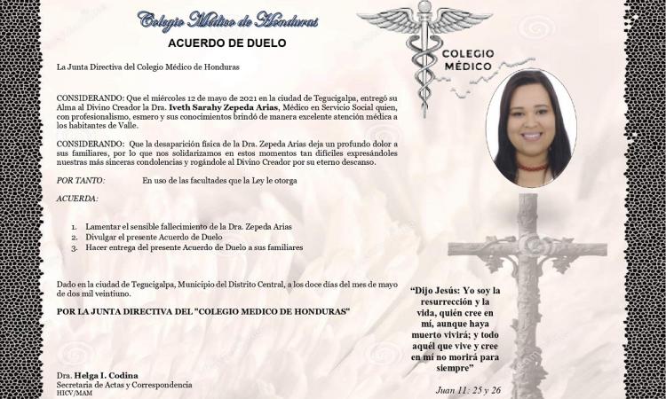 Obituario Dra. Iveth Sarahy Zepeda Arias (Q.D.D.G.)