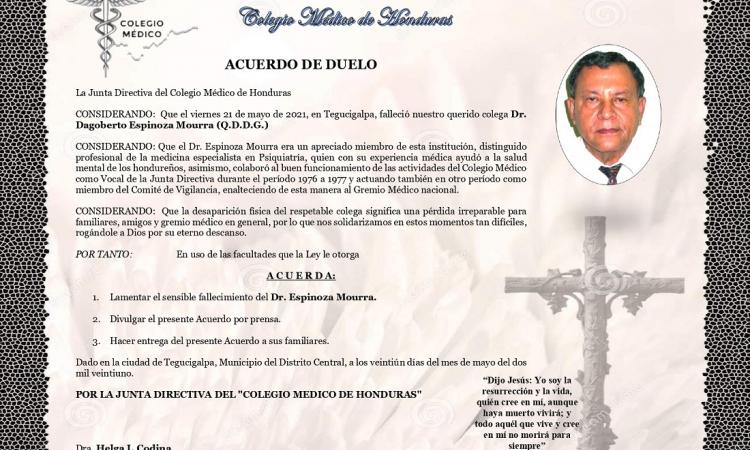 Obituario Dr. Dagoberto Espinoza Mourra (Q.D.D.G.)