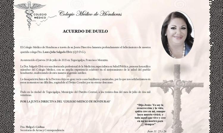 Obituario Dra. Laura Julia Salgado Elvir (Q.D.D.G.)