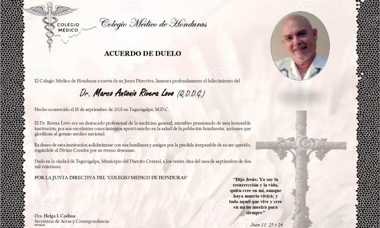 Obituario Dr. Marco Antonio Rivera Lovo (Q.D.D.G.)