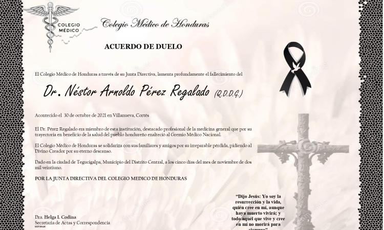 Obituario Dr. Néstor Arnoldo Pérez Regalado (Q.D.D.G.)