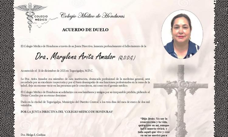 Obituario - Dra. Marylena Arita Amador  (Q.D.D.G.)
