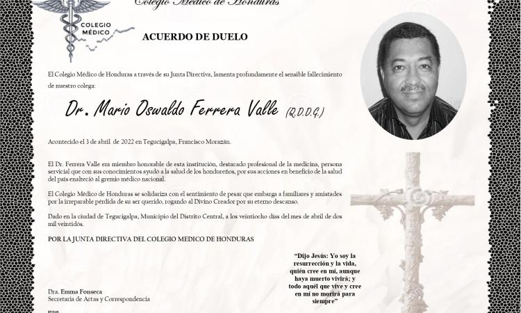 Obituario Dr. Mario Oswaldo Ferrera Valle (Q.D.D.G.)