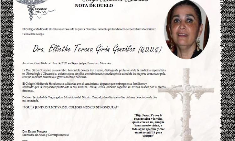 Obituario Dra. Elliete Teresa Girón González