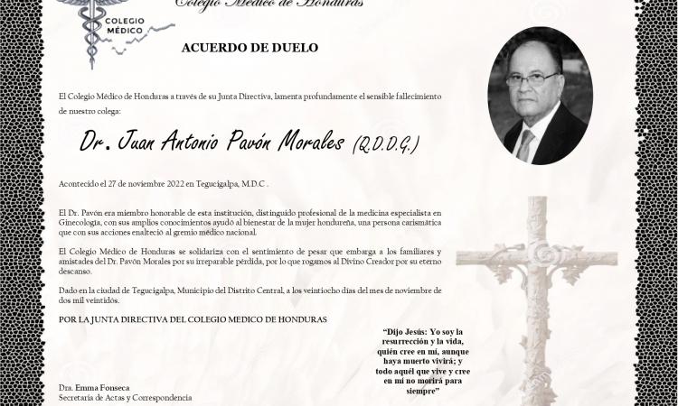 Obituario Dr. Juan Antonio Pavón Morales