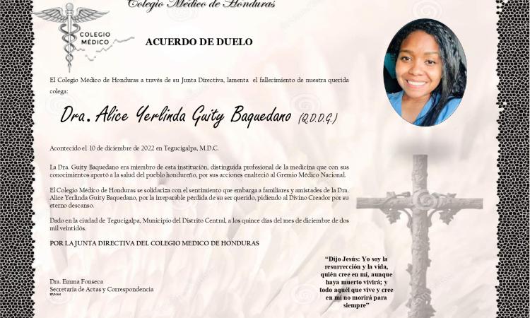 Obituario Dra. Alice Yerlinda Guity Baquedano
