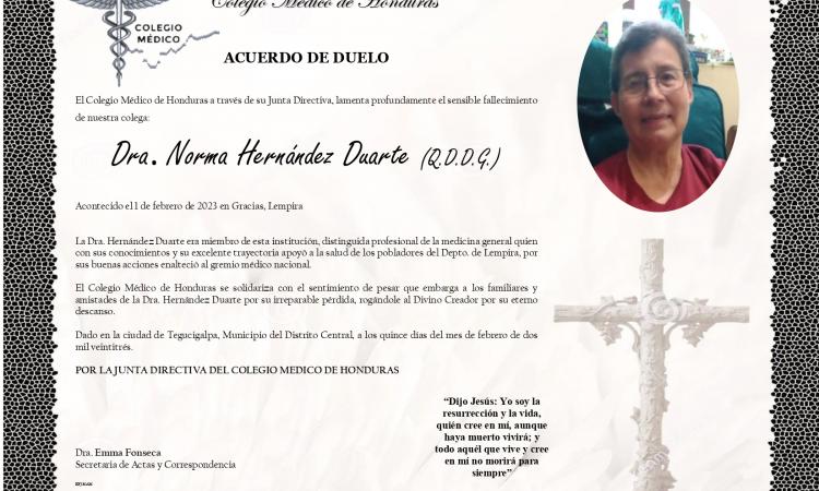 Acuerdo de Duelo Dra. Norma Hernández Duarte