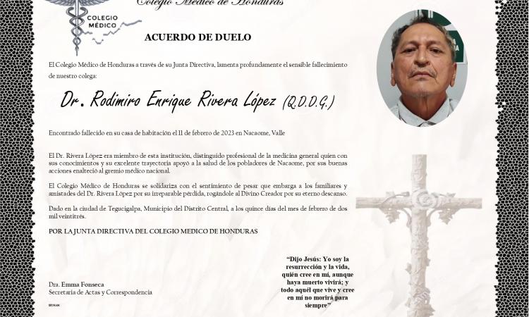 Acuerdo de Duelo Dr. Rodimiro Enrique Rivera López