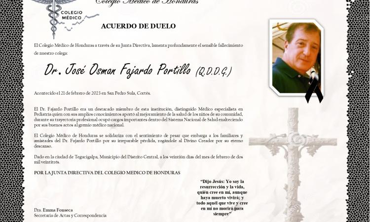 Acuerdo de Duelo Dr. José Osman Fajardo Portillo