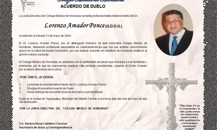 Acuerdo de Duelo Lorenzo Amador Ponce (Q.D.D.G.)