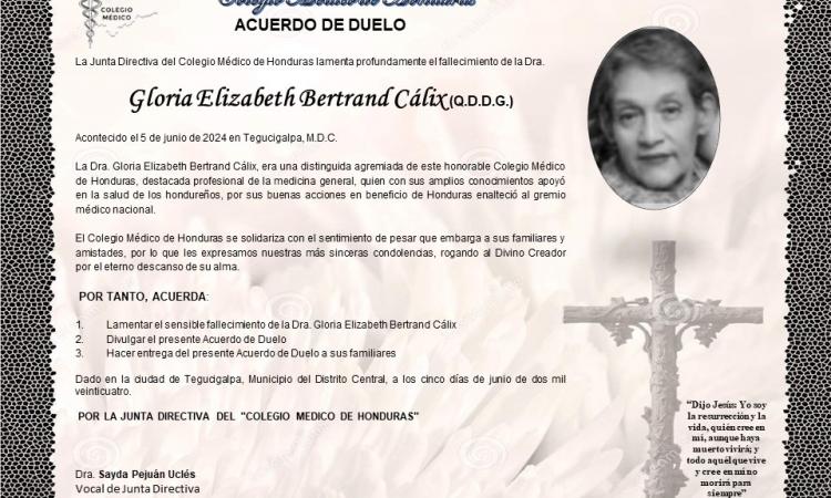 Acuerdo de Gloria Elizabeth Bertrand Cálix (Q.D.D.G.)