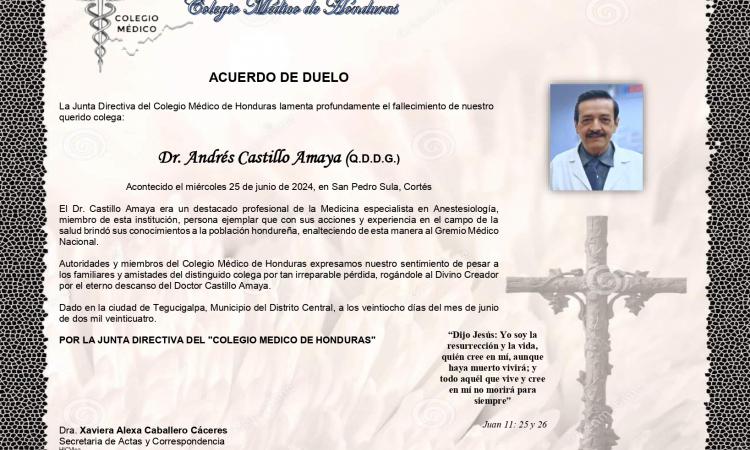 Acuerdo de Duelo Dr. Andrés Castillo Amaya (Q.D.D.G)