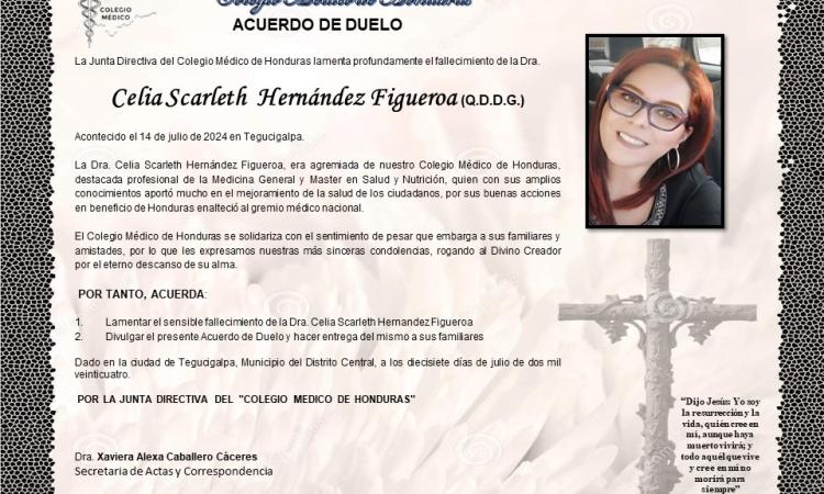 Acuerdo de Duelo Dra. Celia Scarleth Hernández Figueroa (Q.D.D.G.)