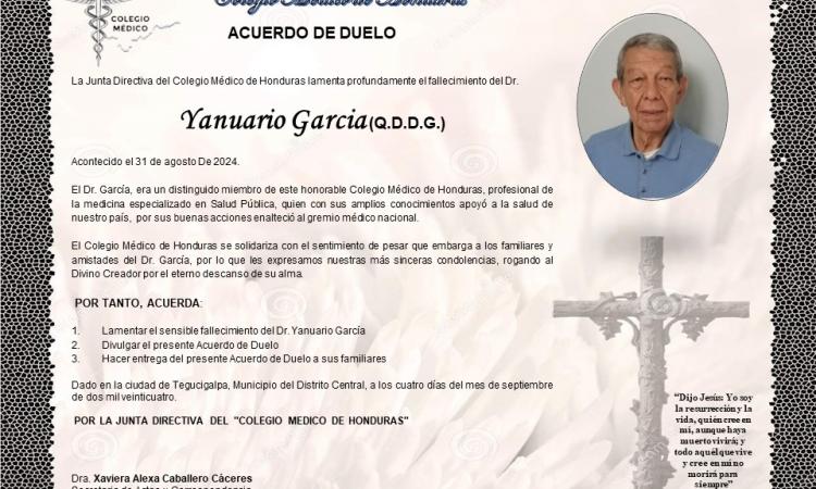 Acuerdo de Duelo Dr. Yanuario García (Q.D.D.G.)