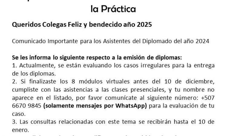 Comunicado Diplomado Definiendo el Dolor de la Teoría a la Práctica