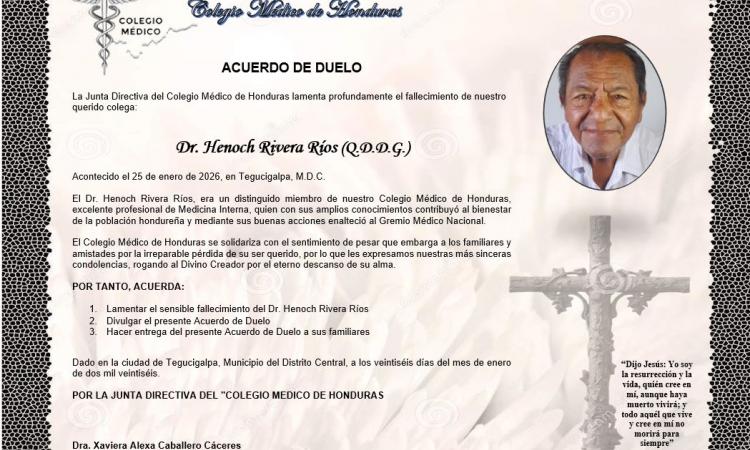 Acuerdo de Duelo Dr. Henoch Rivera Ríos (Q.D.D.G.