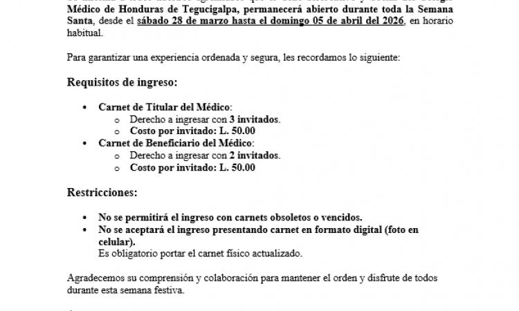 COMUNICADO IMPORTANTE - SEMANA SANTA 2026